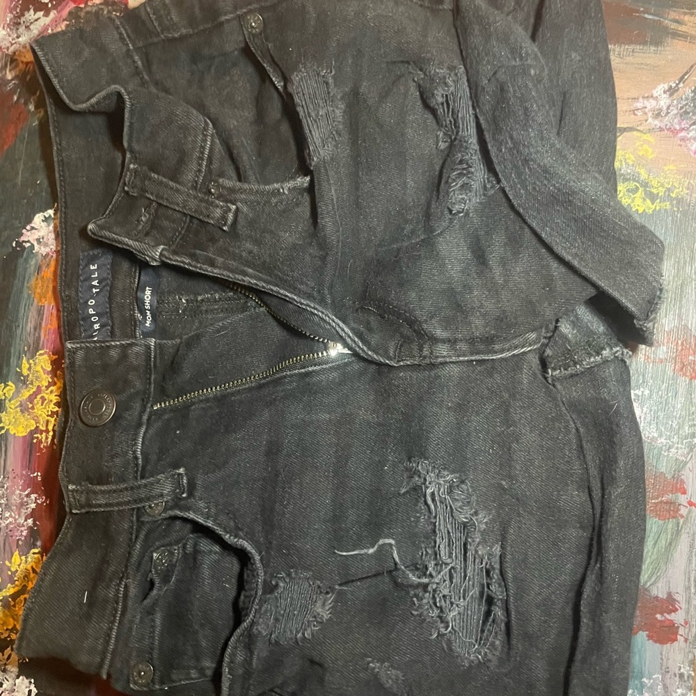 Woman's Black Distressed Jean Shorts